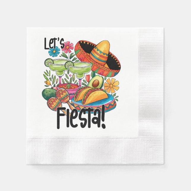 Let's Fiesta Fun Taco Margarita Sombre Paper Napki Napkins (Front)