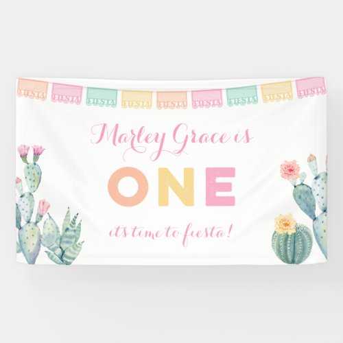 Lets Fiesta Girl 1st Birthday Party Welcome Banner