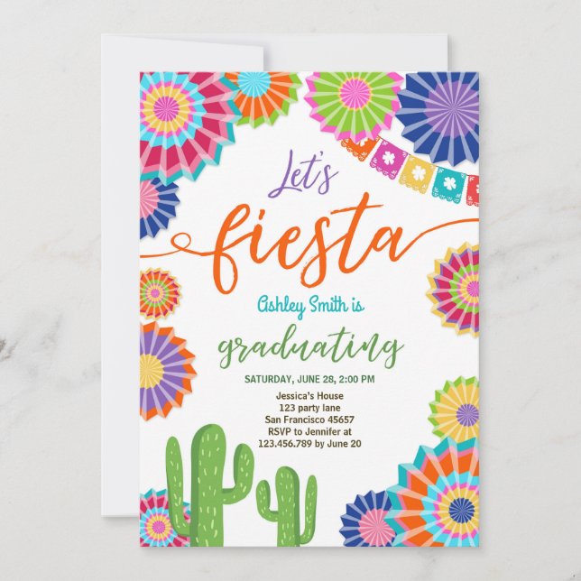 Let's Fiesta Graduation Invitation Mexican party (Front)