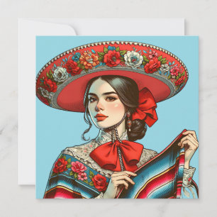 Let's Fiesta Groovy Festive Sombrero  Invitation