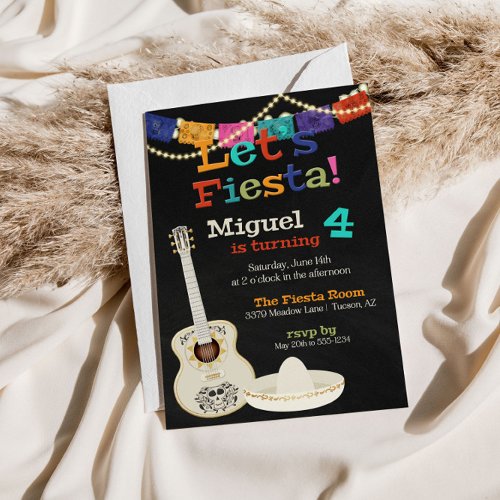 Lets Fiesta Guitar Birthday Invitation