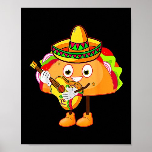 Lets Fiesta Guitar Taco Mexico Lover Mexican Poster