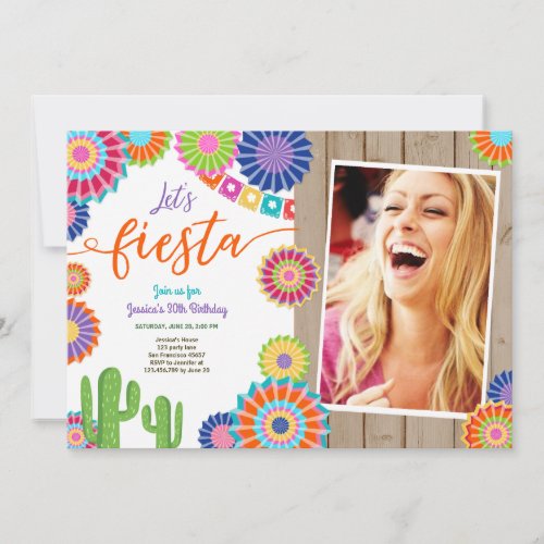 Let's Fiesta invitation Mexican Birthday 30 Woman