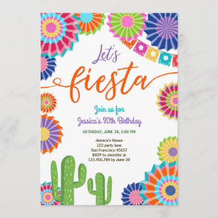 Let's Fiesta invitation Mexican Birthday 30 Woman