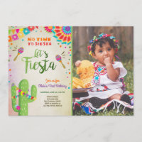 Let's Fiesta invitation Mexican Birthday Cactus
