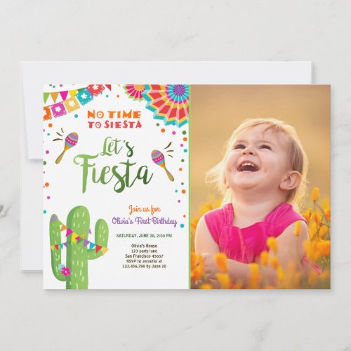 Lets Fiesta invitation Mexican Birthday Cactus
