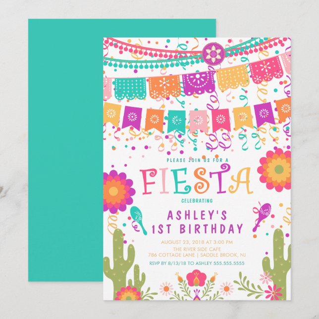 Let's Fiesta Kids Birthday Party Invitation (Front/Back)