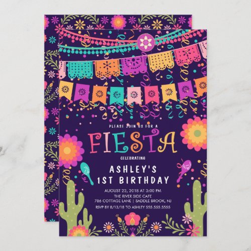 Lets Fiesta Kids Birthday Party Invitation