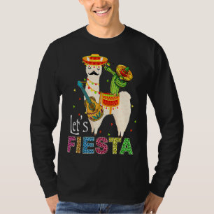 Let's Fiesta Llama Cinco De Mayo Cactus Sombrero M T-Shirt