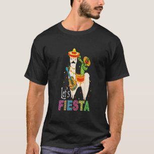 Let's Fiesta Llama Cinco De Mayo Cactus Sombrero M T-Shirt