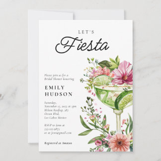 Let's Fiesta Margarita Floral Bridal Shower Invitation