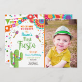 Let's Fiesta Mexican Birthday Cactus Boy Invitation (Front/Back)