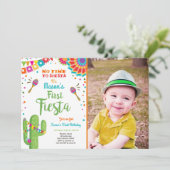 Let's Fiesta Mexican Birthday Cactus Boy Invitation (Standing Front)
