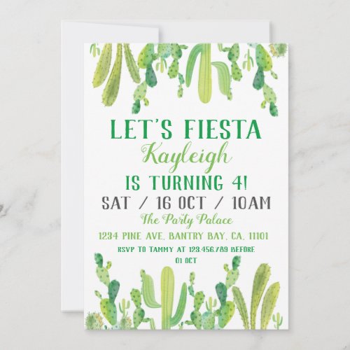 Lets Fiesta Mexican Birthday Party Invitation