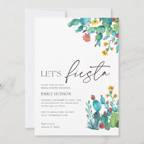 Lets Fiesta Mexican Bridal Shower Invitation