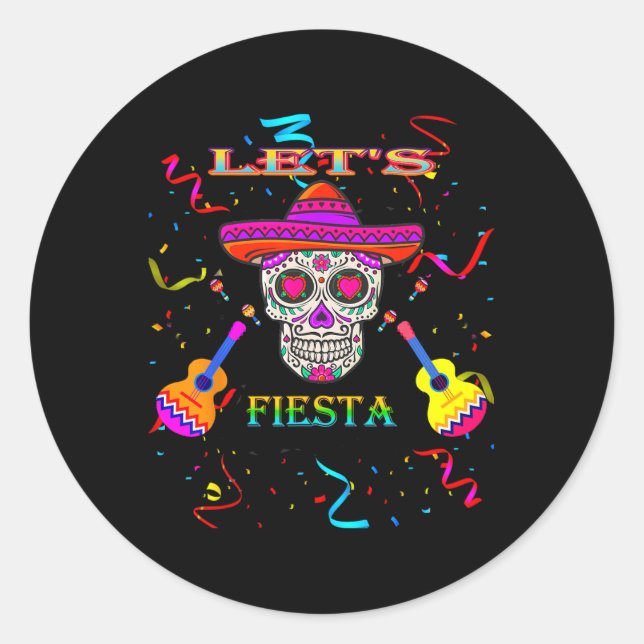Let's Fiesta Mexican Cinco De Mayo  Classic Round Sticker (Front)