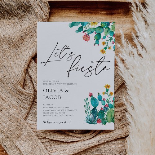Lets Fiesta Mexican Engagement Party Invitation