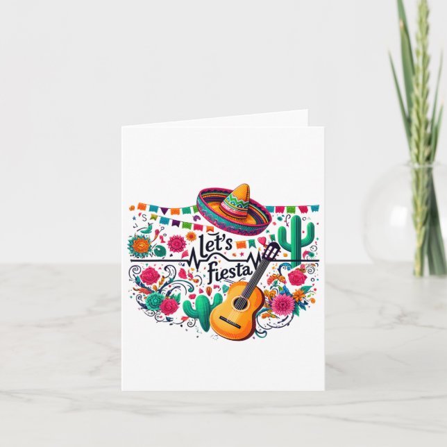 Let's Fiesta Mexican Party Celebration Heartbeat  Card (Front)