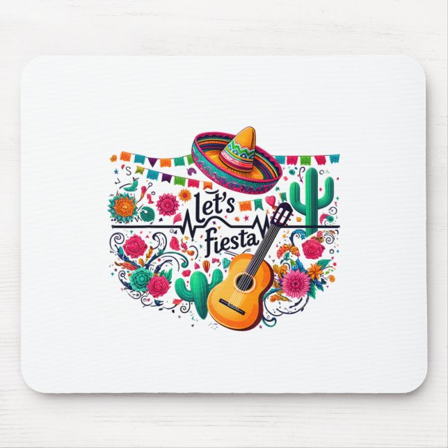 Let's Fiesta Mexican Party Celebration Heartbeat  Mouse Pad (Front)