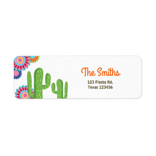 Let's Fiesta Mexican Return Address Label Cactus