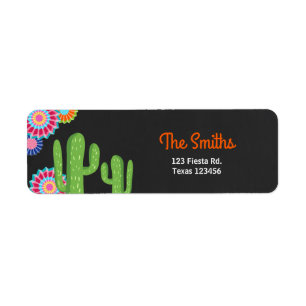 Let's Fiesta Mexican Return Address Label Cactus