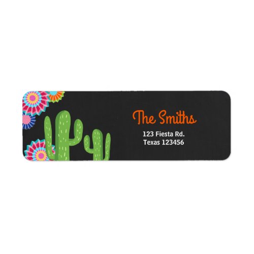 Lets Fiesta Mexican Return Address Label Cactus