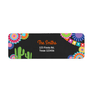 Let's Fiesta Mexican Return Address Label Cactus