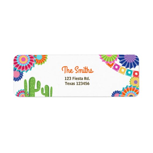 Lets Fiesta Mexican Return Address Label Cactus