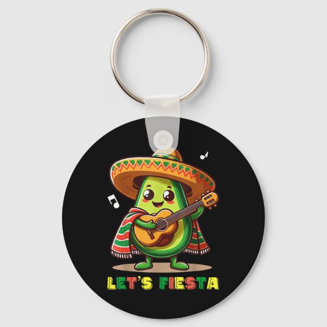 Lets Fiesta Mexico - Avocado Cinco De Mayo Fiesta  Keychain (Front)