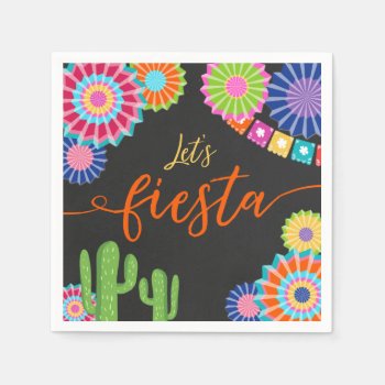 Let's Fiesta Paper Napkin Mexican Cactus Floral by Anietillustration at Zazzle