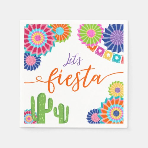 Lets fiesta Paper Napkin Mexican Cactus Floral