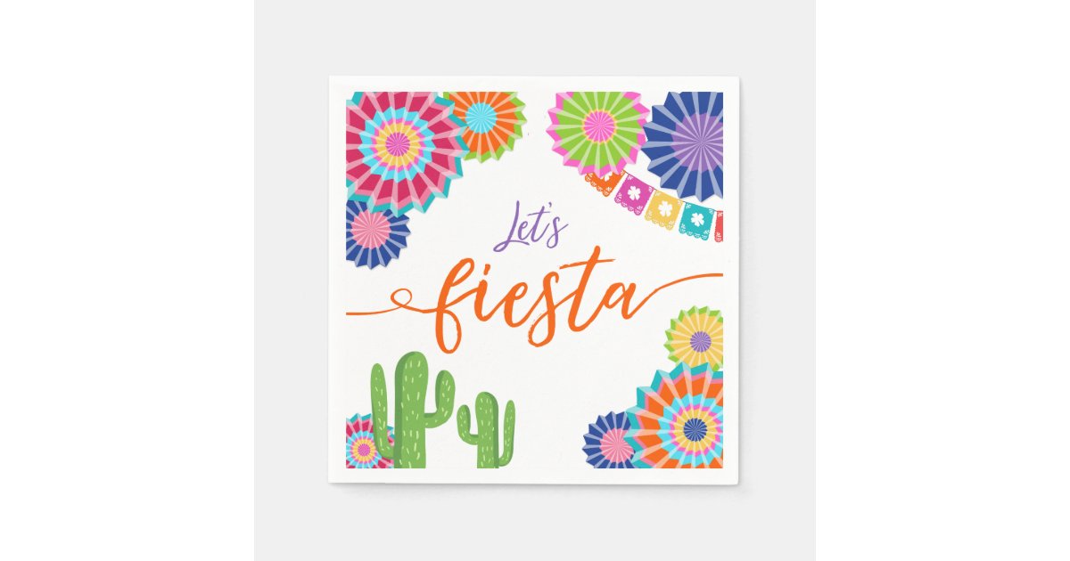 Let S Fiesta Paper Napkin Mexican Cactus Floral Zazzle Com
