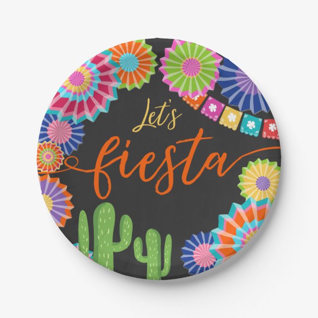 Let's fiesta Paper Plates Mexican Cactus shower (Front)