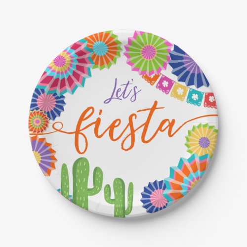 Lets fiesta Paper Plates Mexican Cactus shower