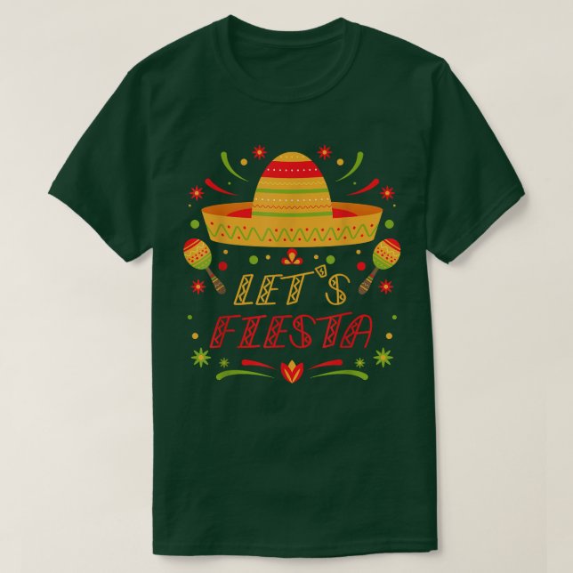 Lets Fiesta Party Fruit Avocado Cinco Meican Party T-Shirt (Design Front)