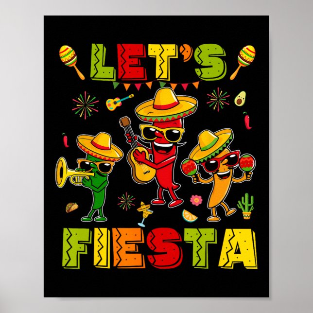 Let's Fiesta Shirt Mexican Party Let's Fiesta Cinc Poster (Front)