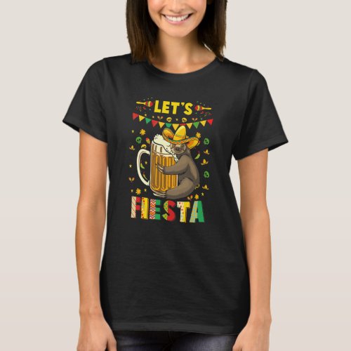Lets Fiesta Sloth Beer Drinking  Cinco De Drinko T_Shirt