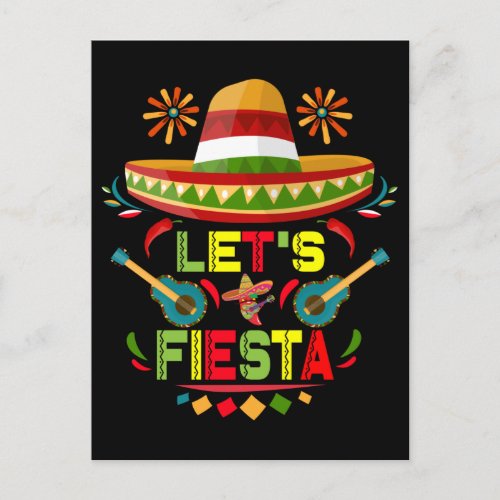 Lets Fiesta Sombrero Happy Cinco De Mayo Party Postcard