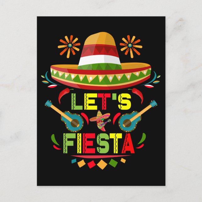 Let's Fiesta Sombrero Happy Cinco De Mayo Party Postcard (Front)