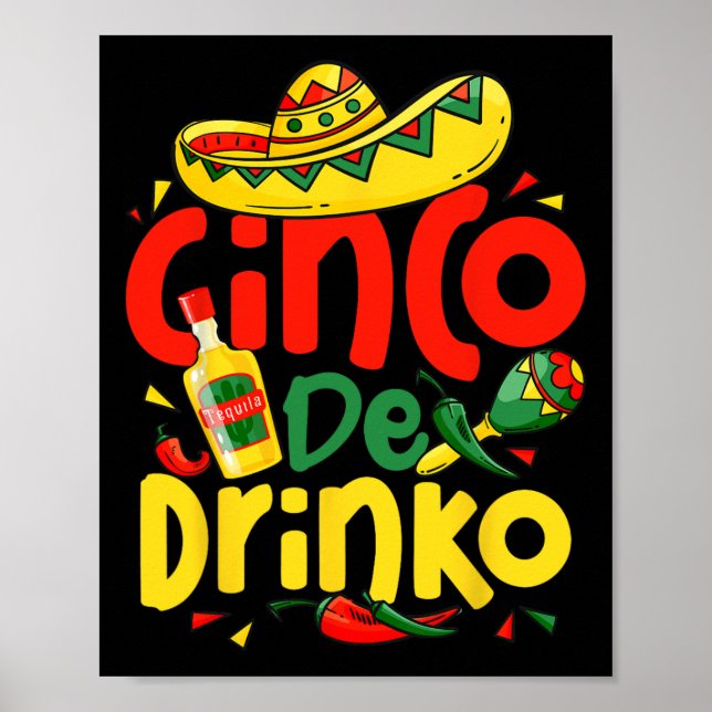 Lets Fiesta Squad Cinco Drinko 5 Cinco De Mayo Mex Poster (Front)