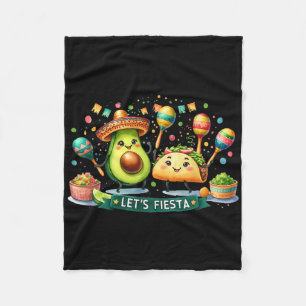 Let's Fiesta Taco Avocado Funny Cinco De Mayo Mexi Fleece Blanket