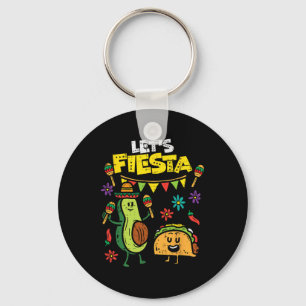 Lets Fiesta Taco Avocado Funny Cinco De Mayo Mexic Keychain