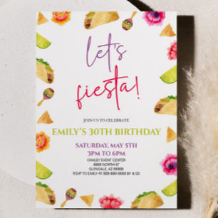 Let's Fiesta! Taco Birthday Party Invitation