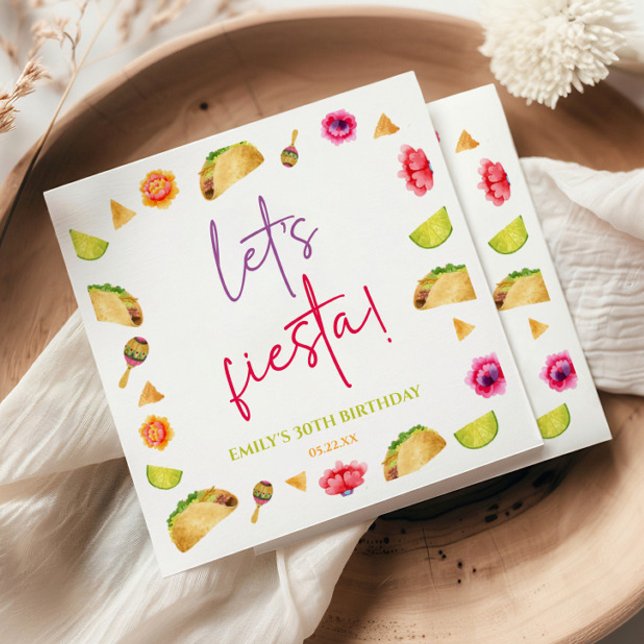 Let's Fiesta Taco Mexican Fiesta Birthday Party Napkins (Creator Uploaded)