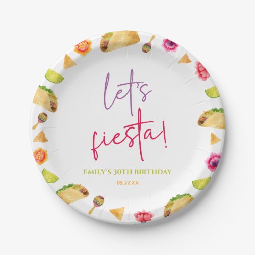 Lets Fiesta Taco Mexican Fiesta Birthday Party Paper Plates