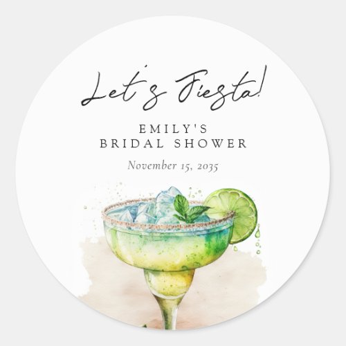 Lets Fiesta Tequila Bridal Shower Classic Round Sticker