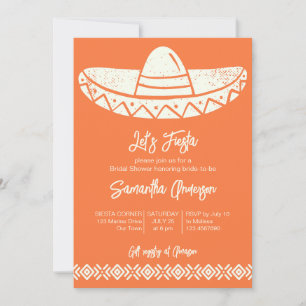 Let's fiesta terracotta Mexican bridal shower Invitation