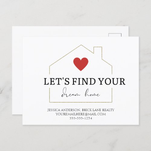 Lets Find Your Dream Home Real Estate Marketing Postcard