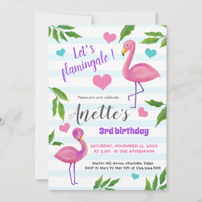 Let's Flamingale | Flamingoes Tropical Birthday Invitation (Front)