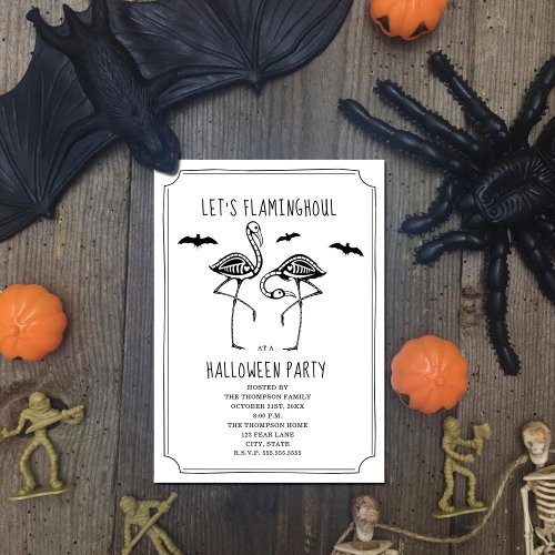 Lets Flaminghoul Halloween Party Invitation